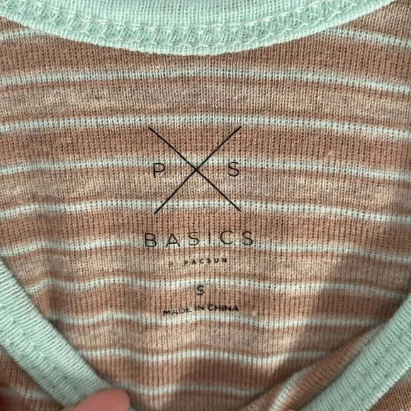 Pacsun Mint & Brown Striped Tanktop - Picture 3 of 3